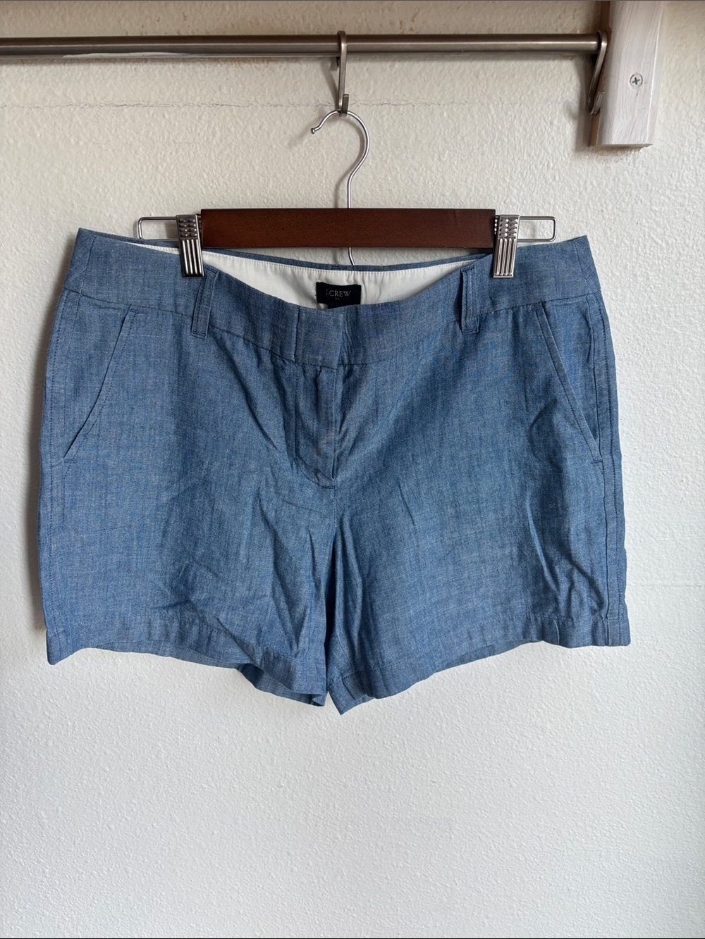 J. CREW Womens Chambray Slant Pocket 5 Inch Short Flat Front 10